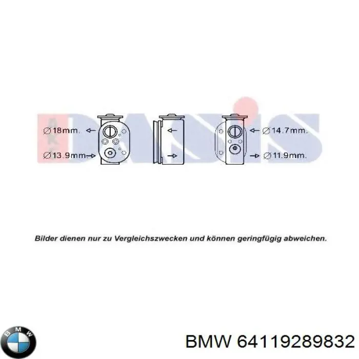 64119289832 BMW válvula de expansión, aire acondicionado