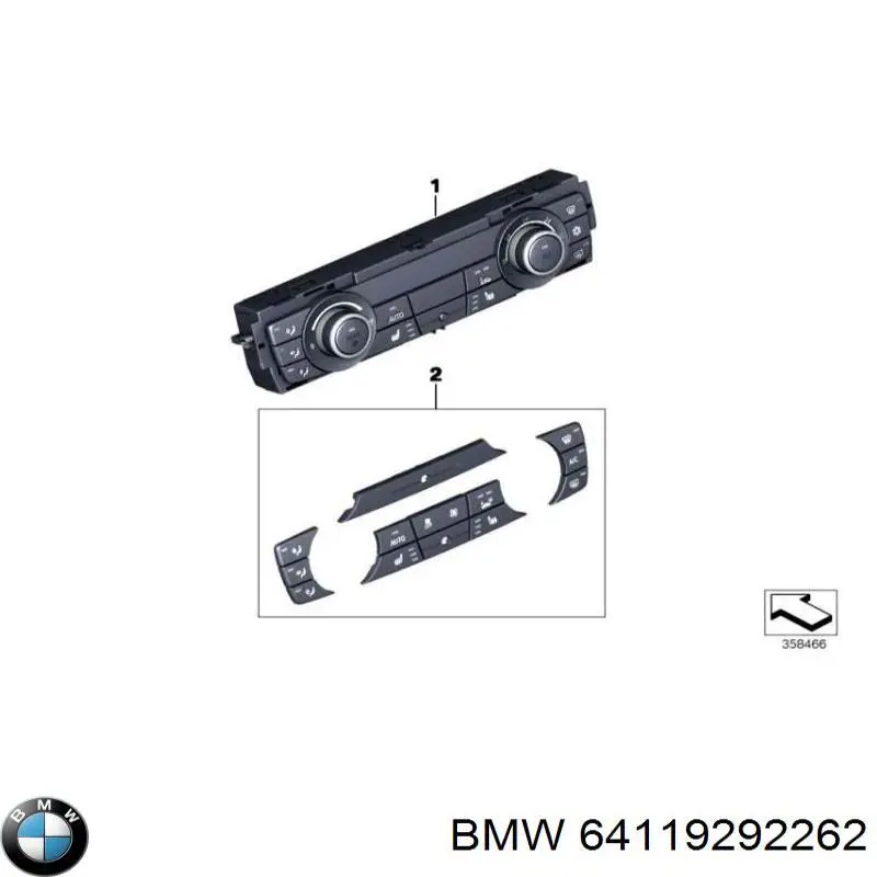 64119292262 BMW unidad de control, calefacción/ventilacion