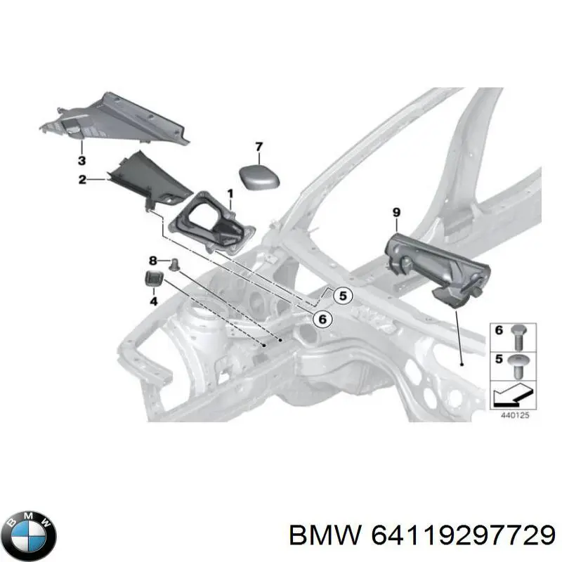 Comprar 64119297729 BMW Tabique del compartimiento del motor