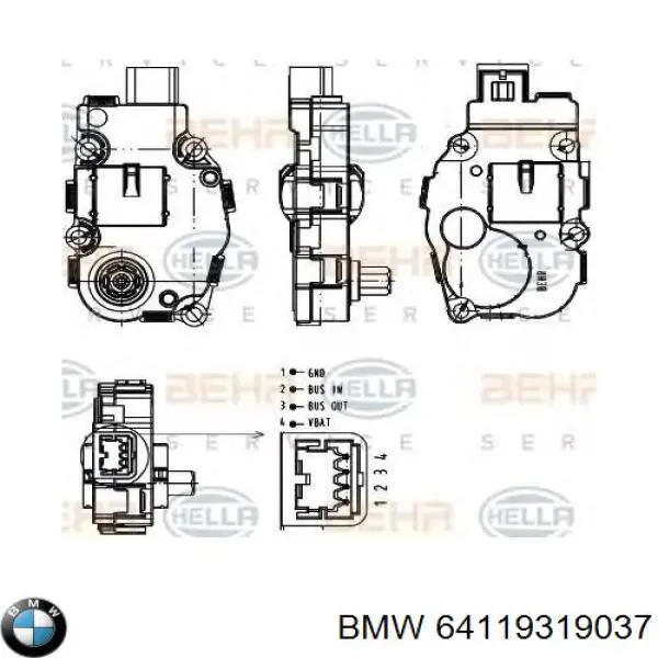 64119319037 BMW elemento de reglaje, válvula mezcladora