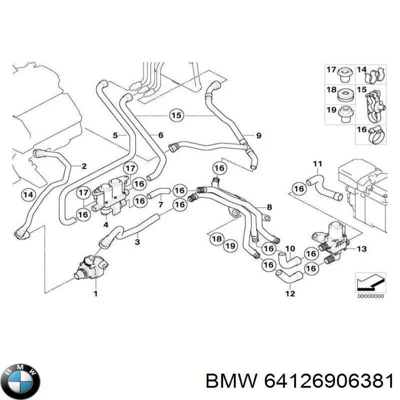 64126906381 BMW grifo de estufa (calentador)