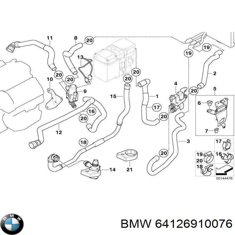 Clip de fijación de la rejilla del radiador al panel BMW 64126910076 precio, desde 6,75 EUR