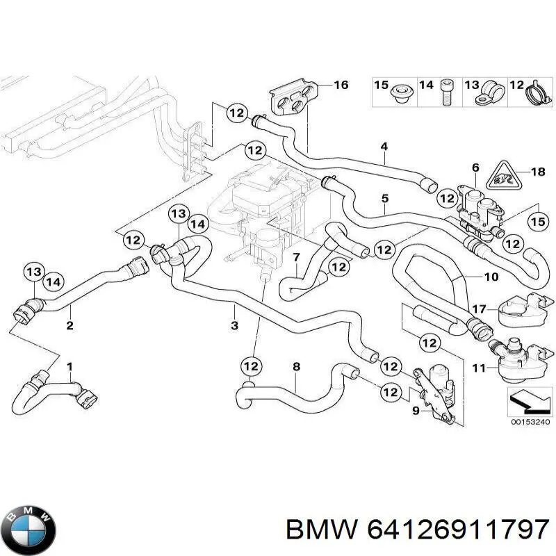 64126911797 BMW grifo de estufa (calentador)