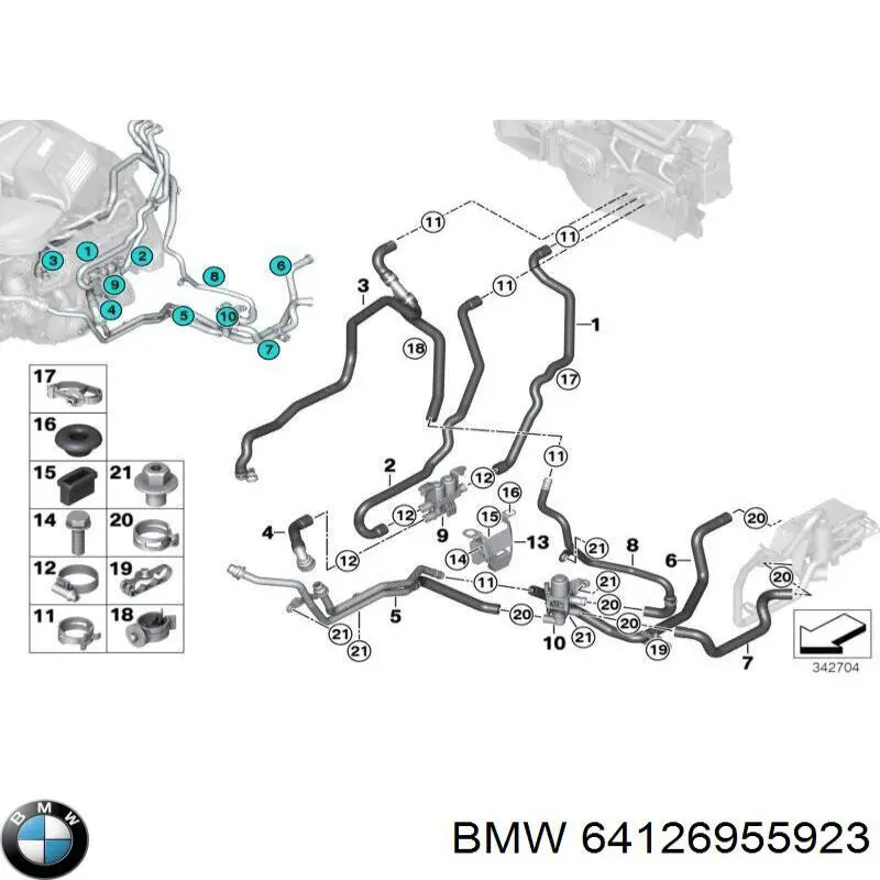 64126955923 BMW manguera (conducto del sistema de refrigeración)