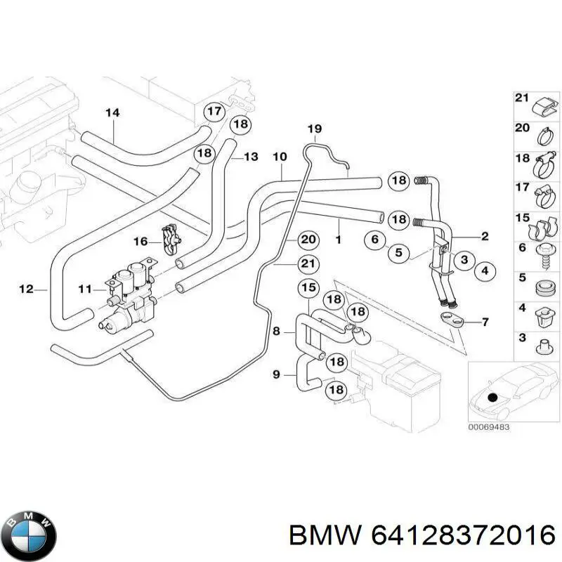 64128372016 BMW grifo de estufa (calentador)
