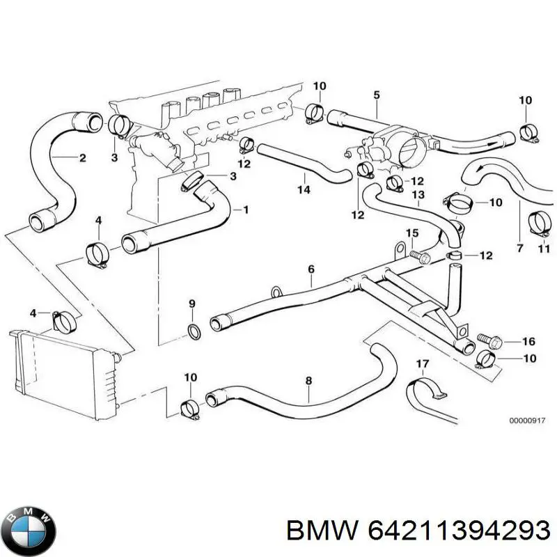 64211394293 BMW manguera (conducto del sistema de refrigeración)