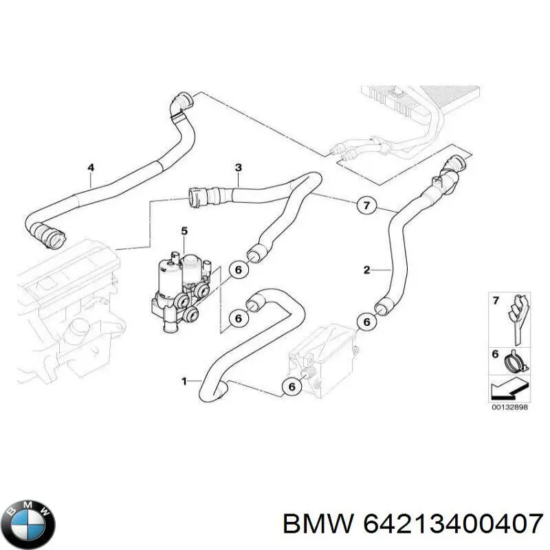 64213400407 BMW manguera (conducto del sistema de refrigeración)