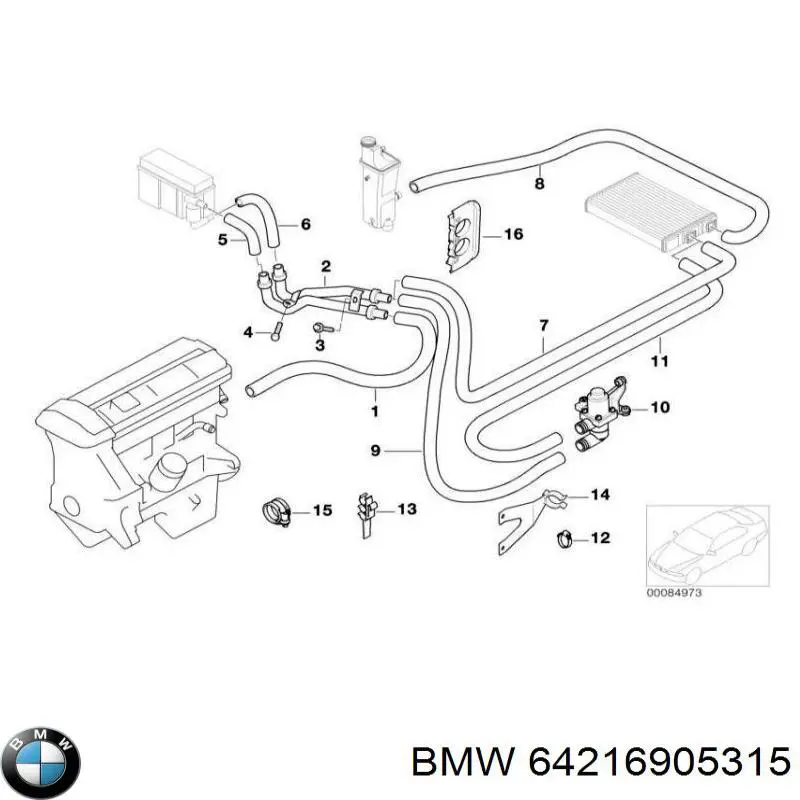 64216905315 BMW manguera (conducto del sistema de refrigeración)