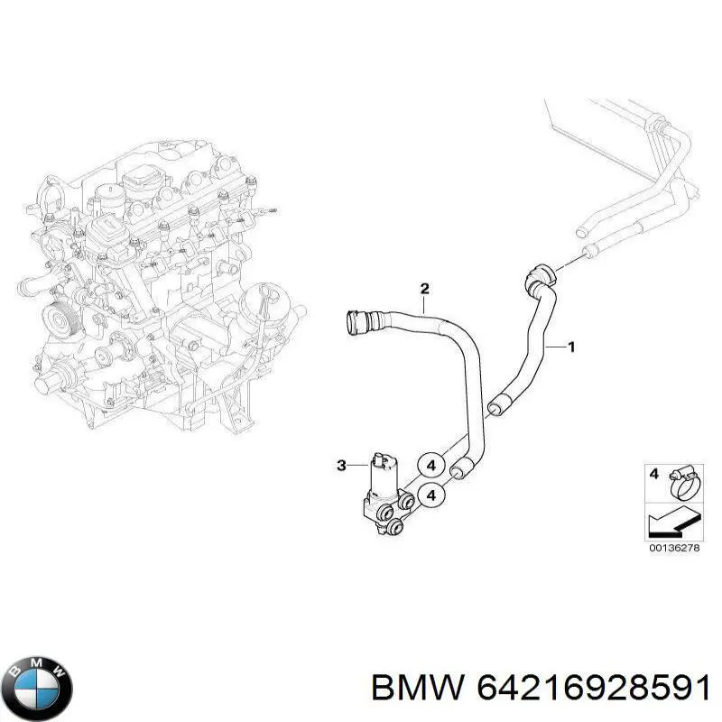 Comprar 64216928591 BMW Manguera de calefacción, entrada