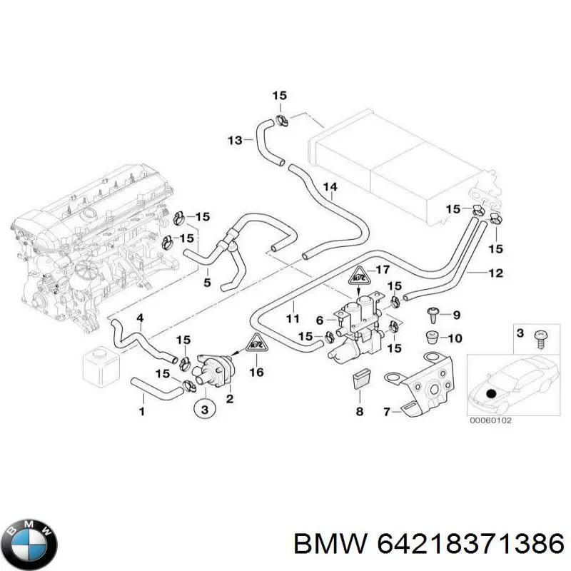 64218371386 BMW manguera (conducto del sistema de refrigeración)