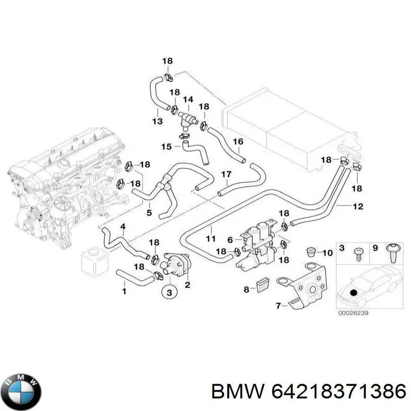 64218371386 BMW Manguera de refrigeración