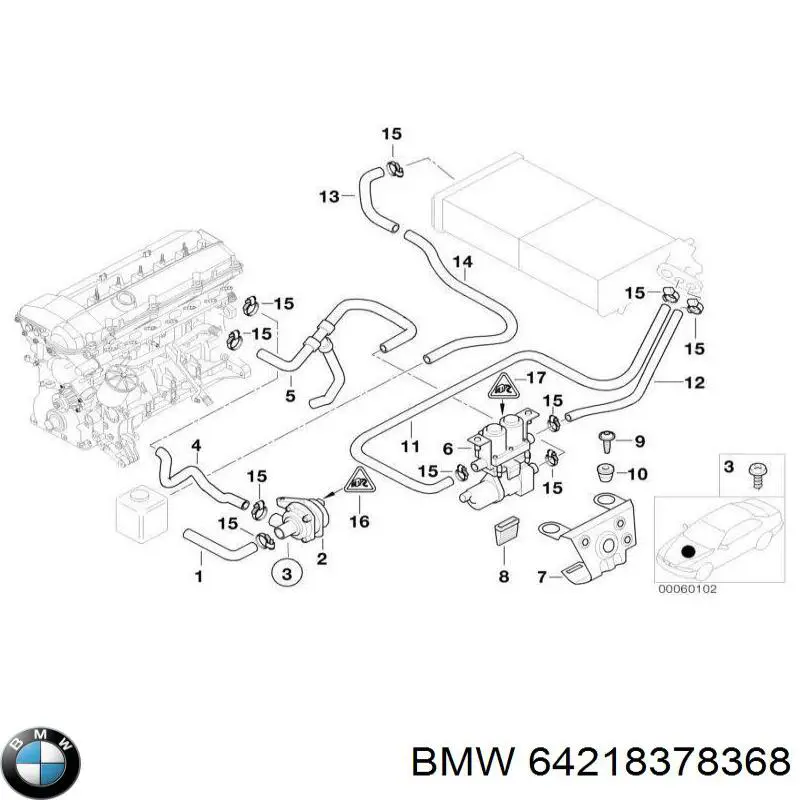64218378368 BMW manguera (conducto del sistema de refrigeración)