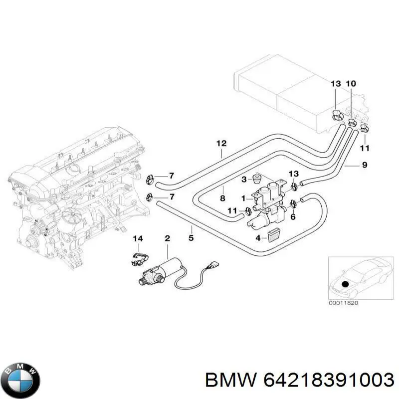 64218391003 BMW manguera de refrigeración