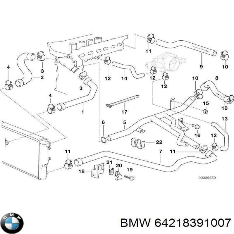 64218391007 BMW manguera (conducto del sistema de refrigeración)