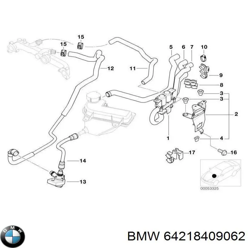 64218409062 BMW manguera (conducto del sistema de refrigeración)
