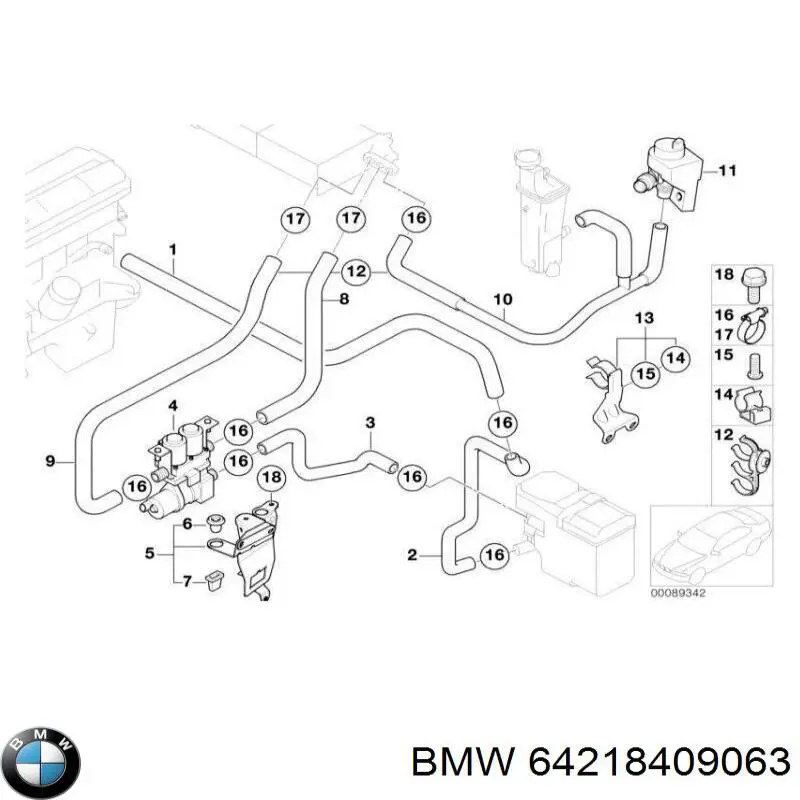 64218409063 BMW tubería de radiador, alimentación