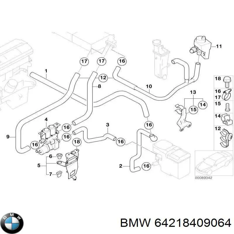 64218409064 BMW manguera (conducto del sistema de refrigeración)