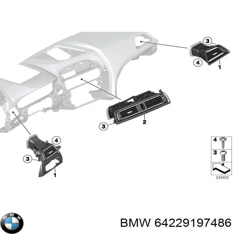 64229197486 BMW aireadores salpicadero central