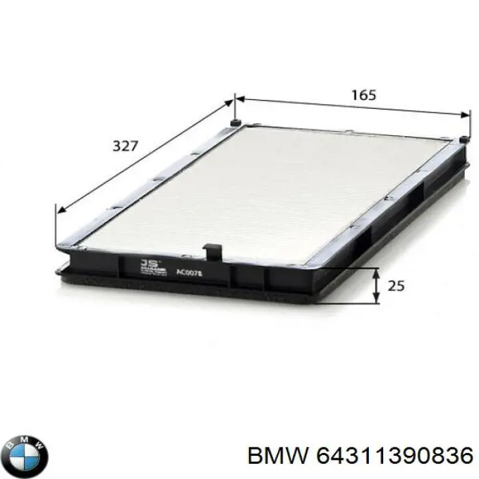 64311390836 BMW filtro de habitáculo