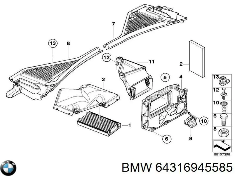 Filtro de habitáculo 64316945585 BMW