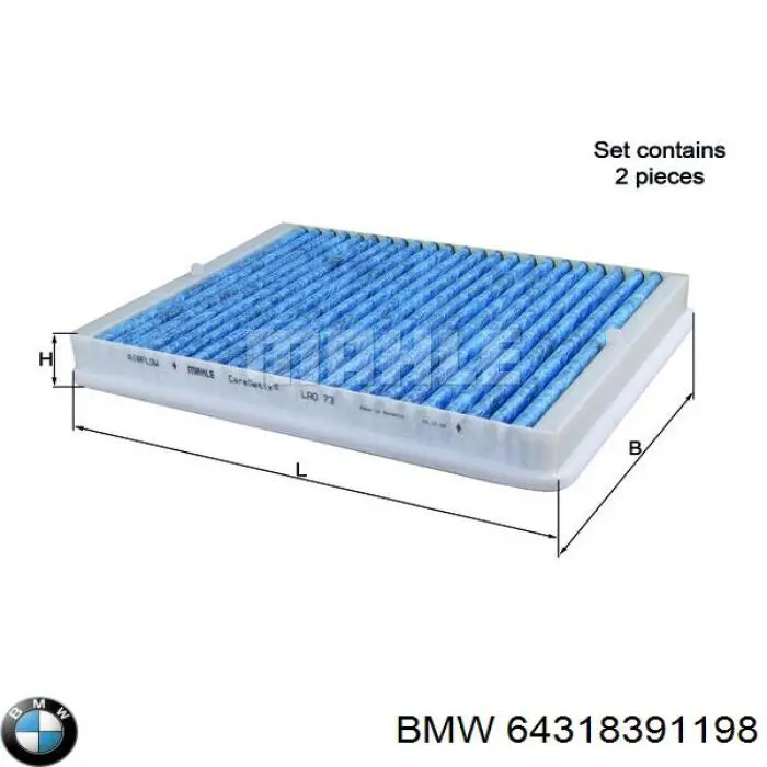 Filtro de cabina BMW 64318391198 precio, desde 18,91 EUR
