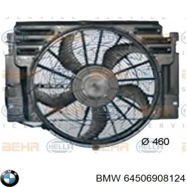 64506908124 BMW difusor de radiador, aire acondicionado, completo con motor y rodete
