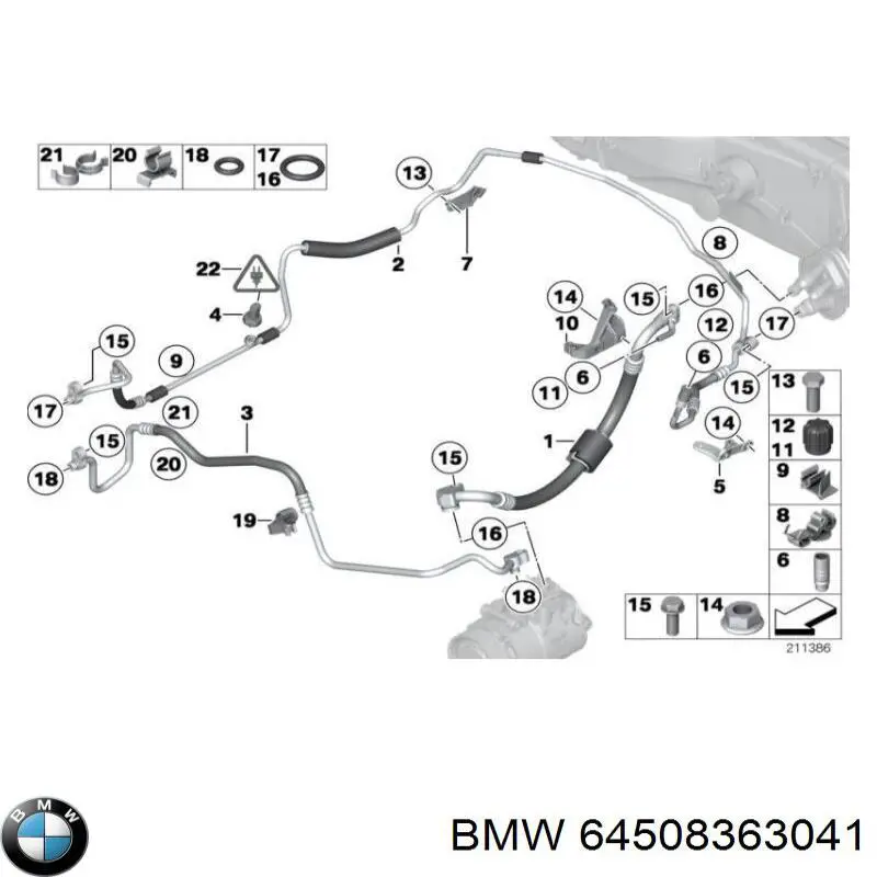Anillo de la tubería de admisión del silenciador 64508363041 BMW