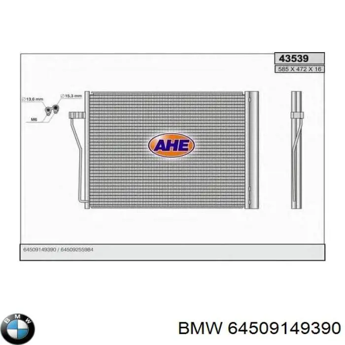 64509149390 BMW condensador aire acondicionado