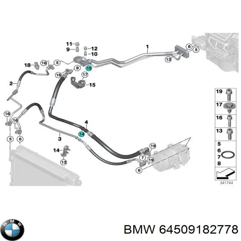 Manguera de aire acondicionado, del evaporador trasero al compresor BMW 64509182778 precio, desde 111,80 EUR