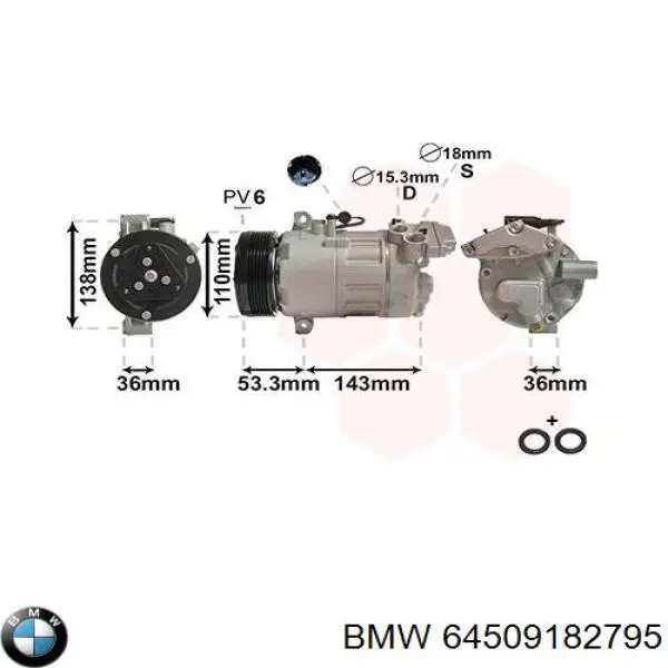 Compresor de ac BMW 64509182795