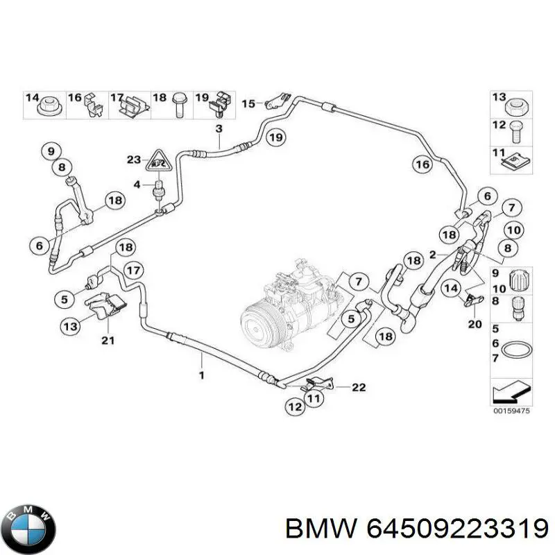 Manguera de aire acondicionado de compresor al condensador BMW 64509223319 precio, desde 101,64 EUR