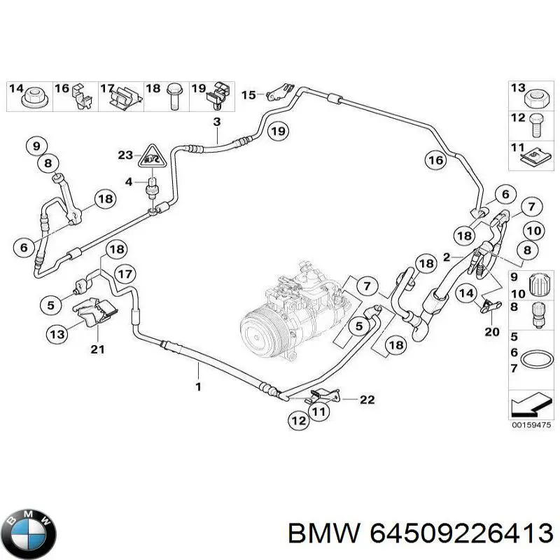 Comprar 64509226413 BMW Manguera de aire acondicionado de compresor al condensador