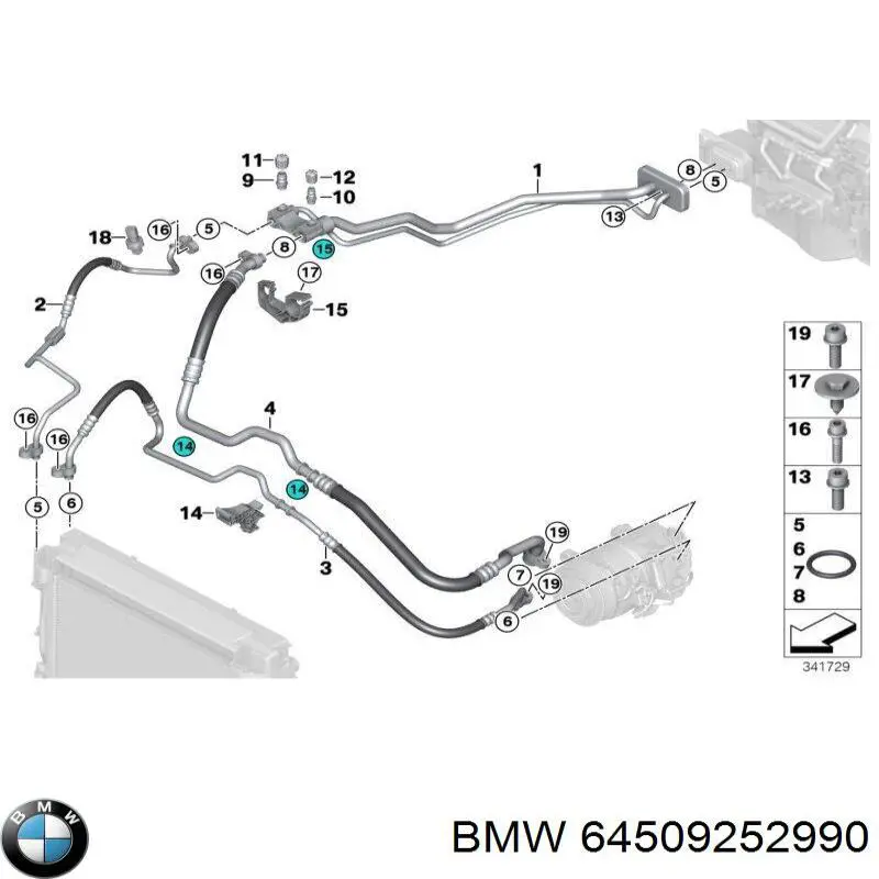 Manguera de aire acondicionado de compresor al condensador BMW 64509252990 precio, desde 123,42 EUR
