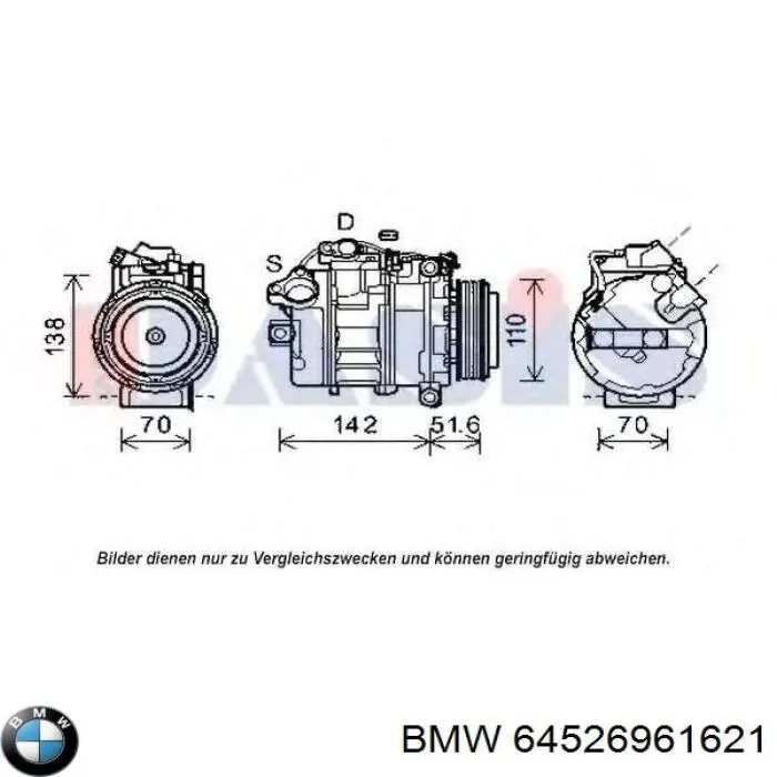 64526961621 BMW compresor de aire acondicionado