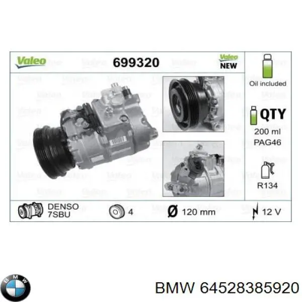 Comprar 64528385920 BMW Compresor de aire acondicionado coche