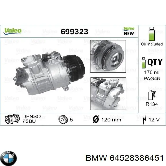 Comprar 64528386451 BMW Compresor de aire acondicionado coche