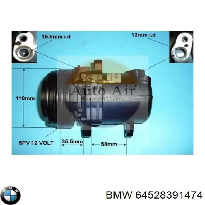 Comprar 64528391474 BMW Compresor de aire acondicionado coche