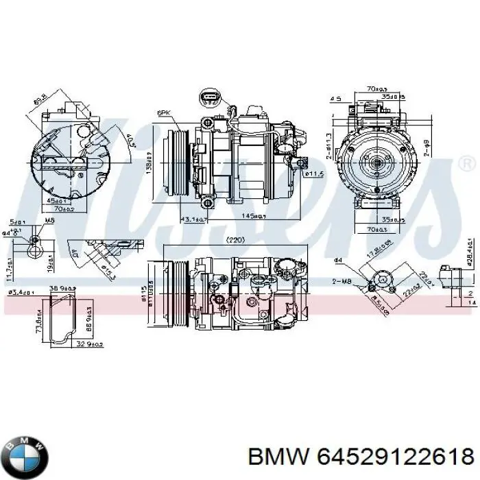 64529122618 BMW compresor de aire acondicionado