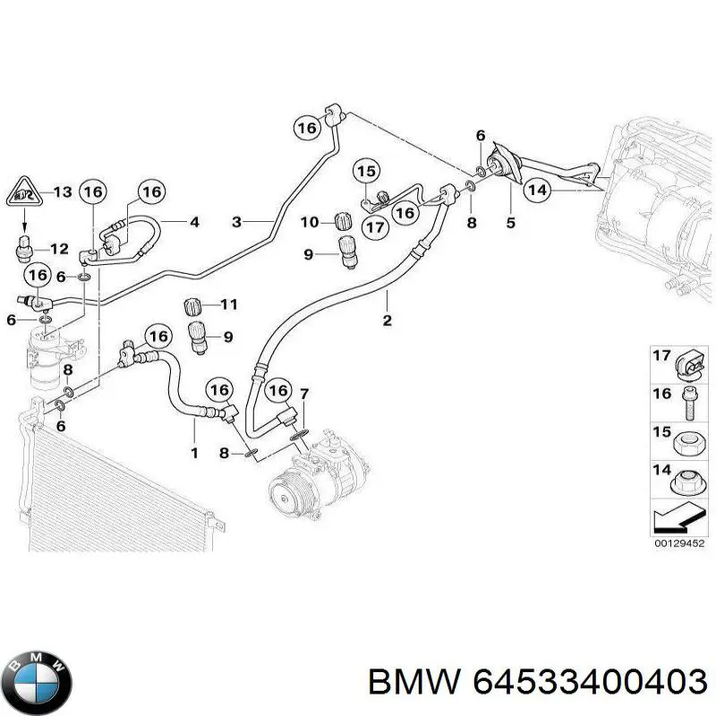 64533400403 BMW Manguera de aire acondicionado de radiador al deshidratador