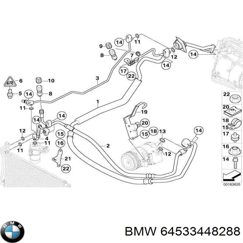 64533455915 BMW Manguera de aire acondicionado de compresor al condensador