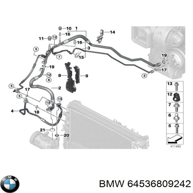 Comprar 64536809242 BMW Manguera de aire acondicionado de evaporador al compresor