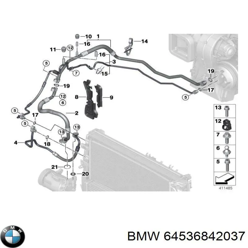 64536842037 BMW manguera hidráulica, dirección,de depósito a bomba hidráulica