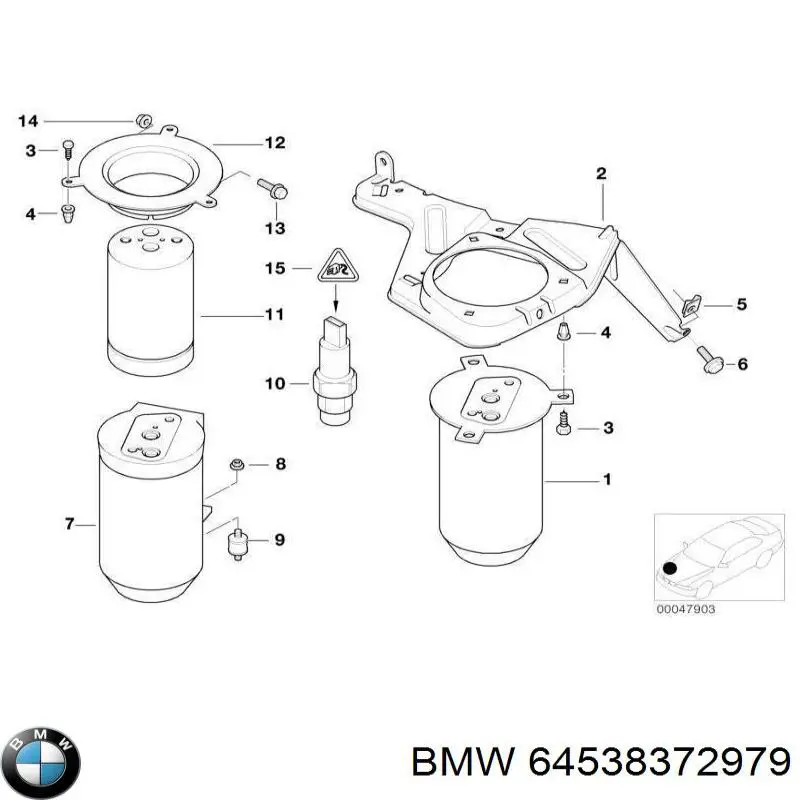 64538372979 BMW receptor-secador del aire acondicionado