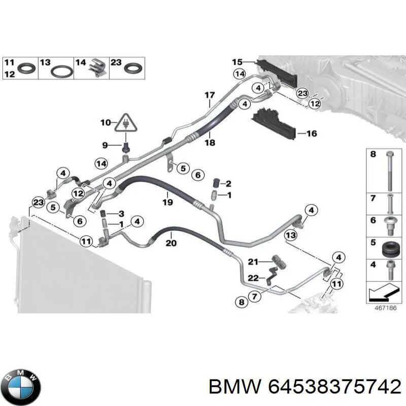 Comprar 64538375742 BMW Anillo de sellado de tubería de aire acondicionado