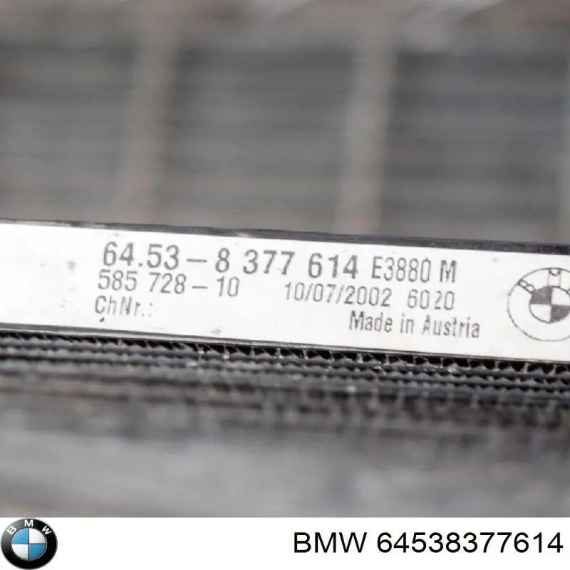 64538377614 BMW condensador aire acondicionado