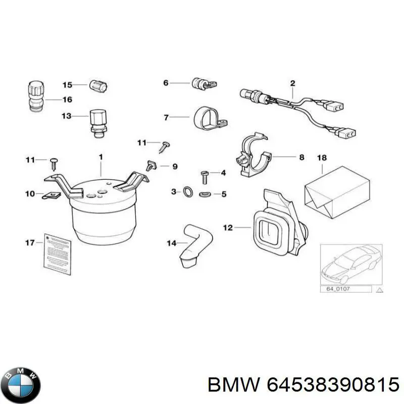 Sensor de presion de aire acondicionado 64531383486 BMW