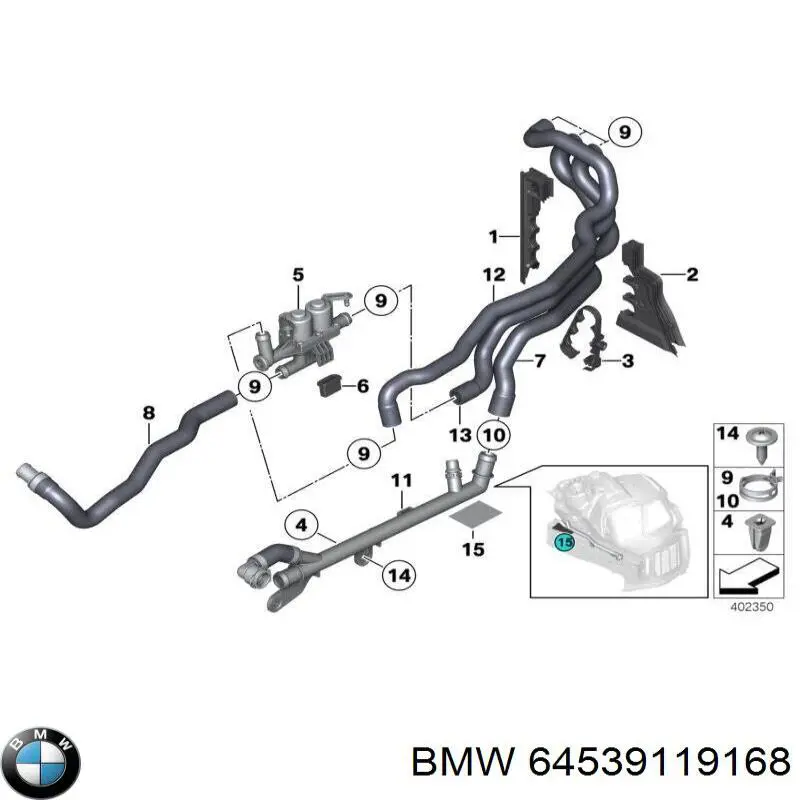 Manguera de calefacción, entrada 64539119168 BMW