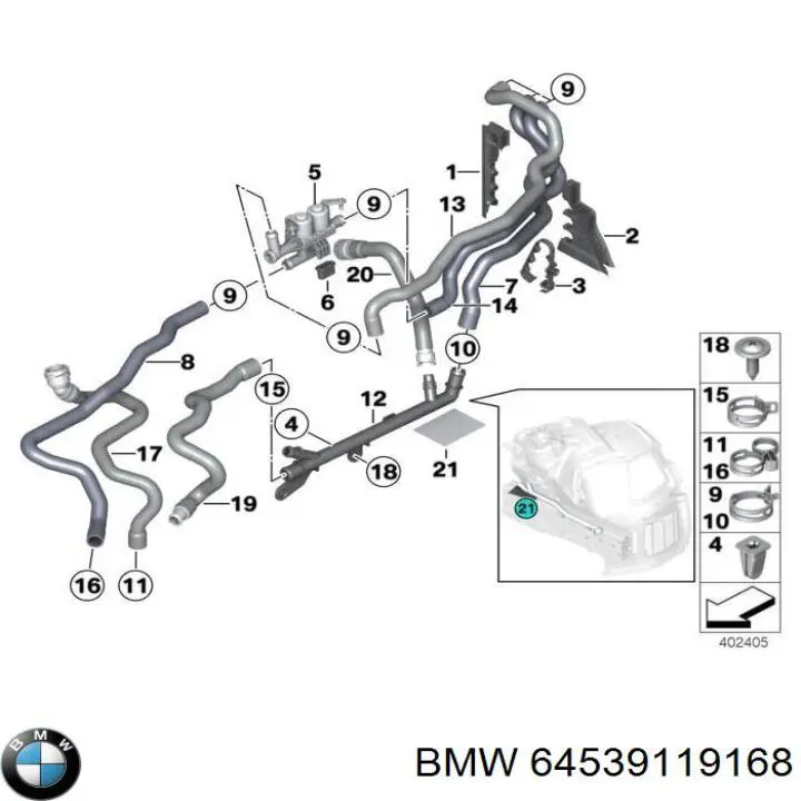 Comprar 64539119168 BMW Manguera de calefacción, entrada