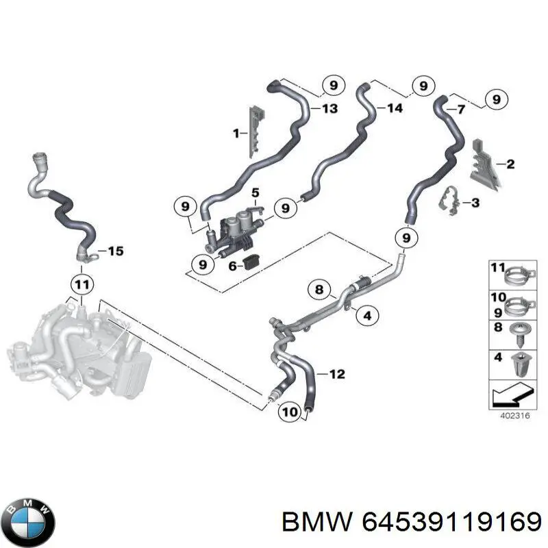 Manguera radiador 64539119169 BMW