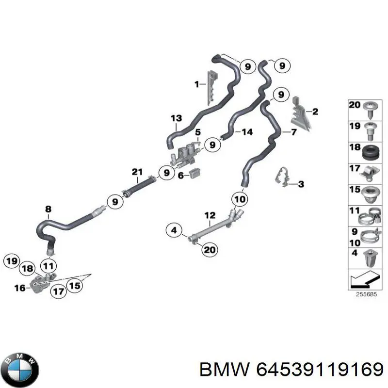 64539119169 BMW manguera de refrigeración